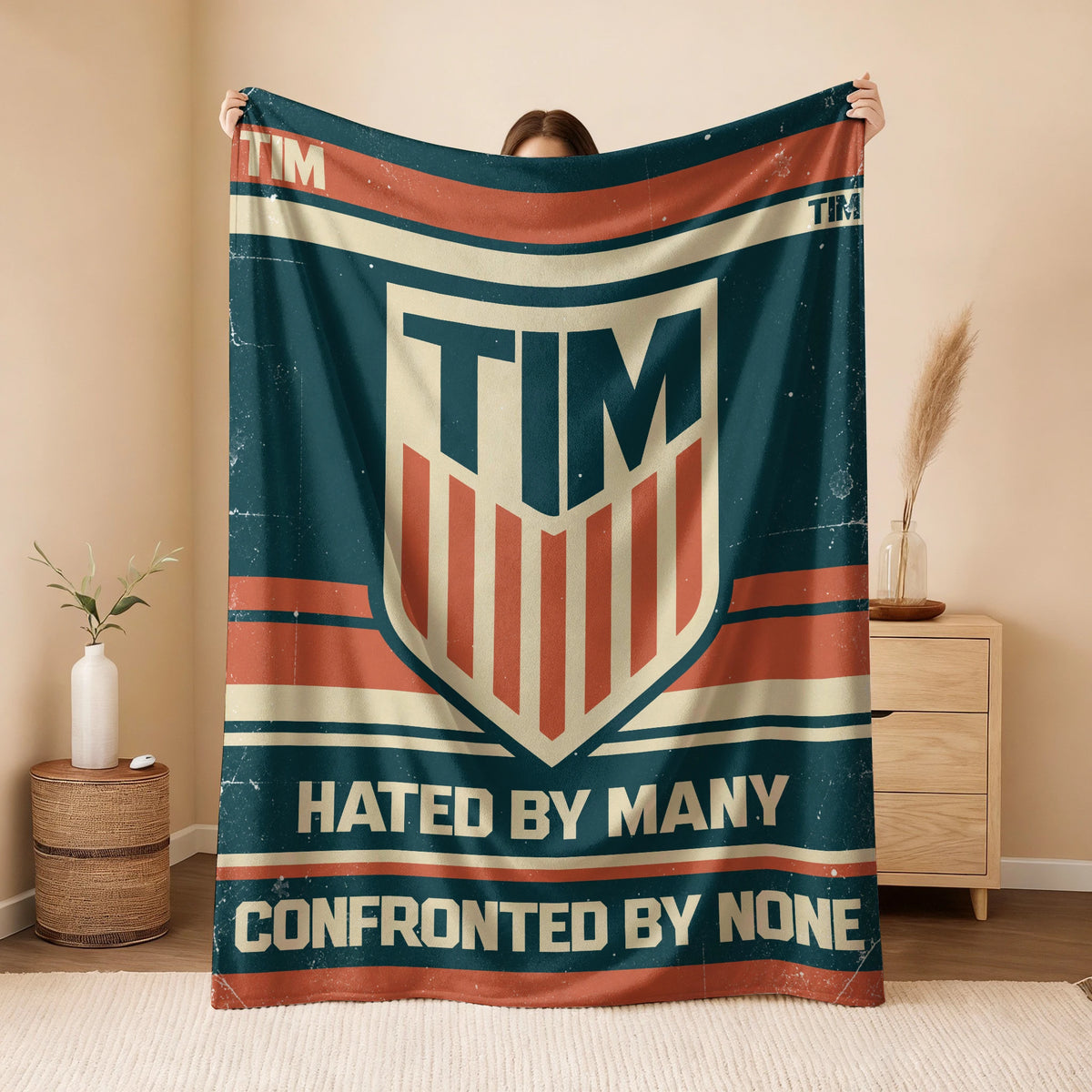 Hated By Many Confronted By None Retro Fleece Blanket TIM 13K1 BK58