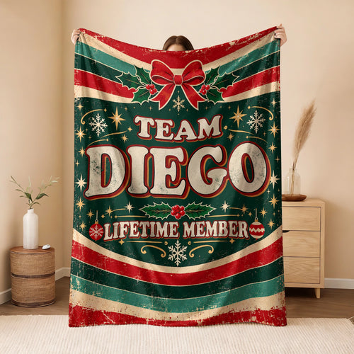 Team Your Name Lifetime Member Christmas Fleece Blanket DIEGO 13K1 BK52