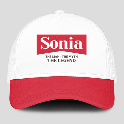 The Man The Myth The Legend Red And White Mesh Cap SONIA 13K1 C197PF