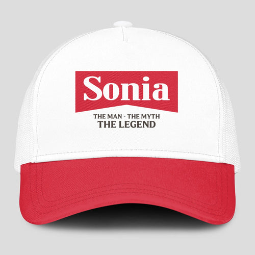 The Man The Myth The Legend Red And White Mesh Cap SONIA 13K1 C197PF