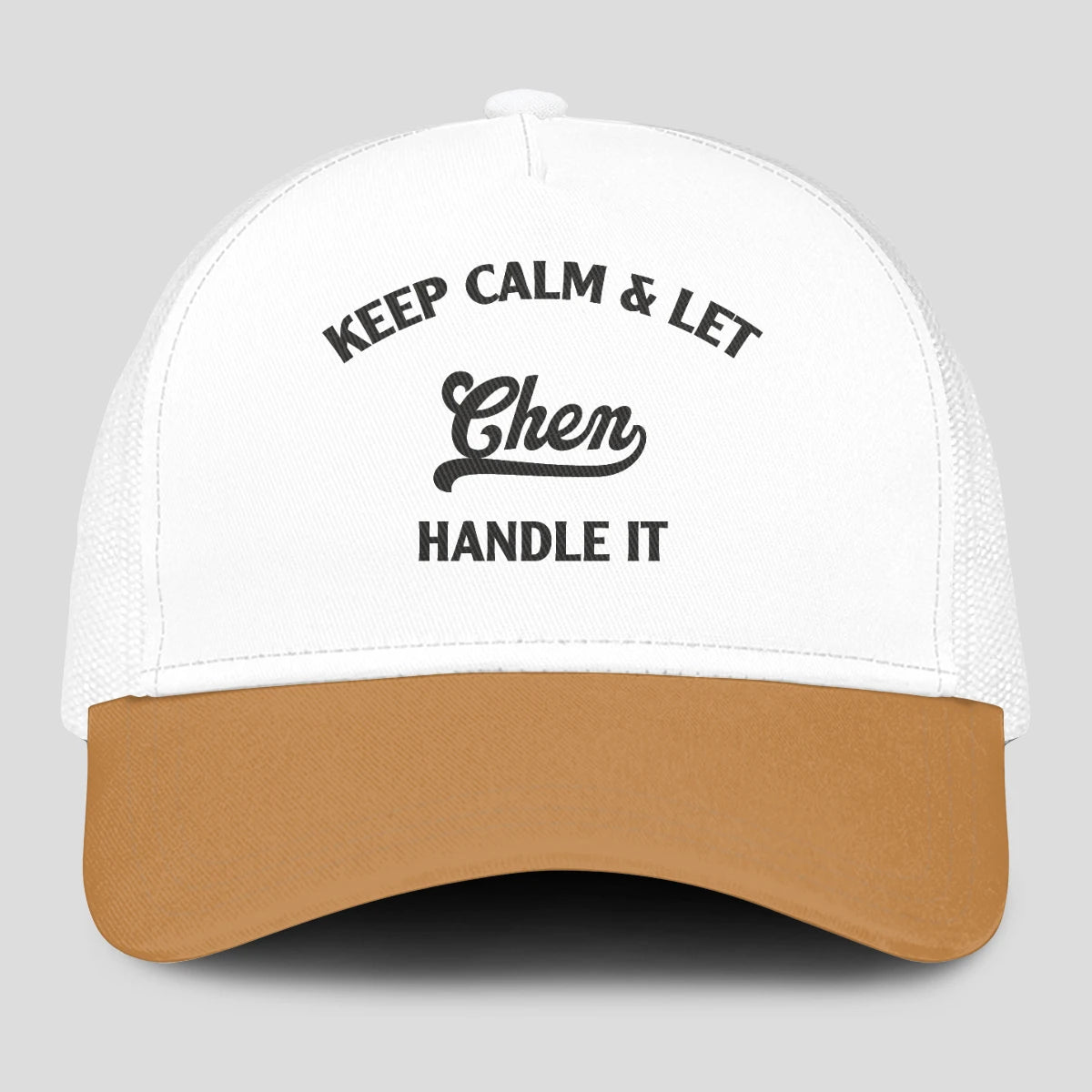 Keep Calm & Let Your Name Handle It Yellow And White Mesh Cap CHEN 13K1 C205PF
