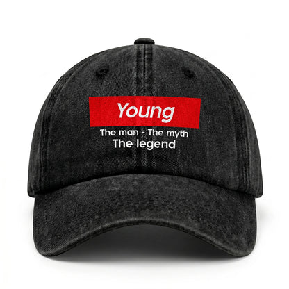 Your Name The Man The Myth The Legend Red Logo Washed Cap YOUNG 13K1 C130PF
