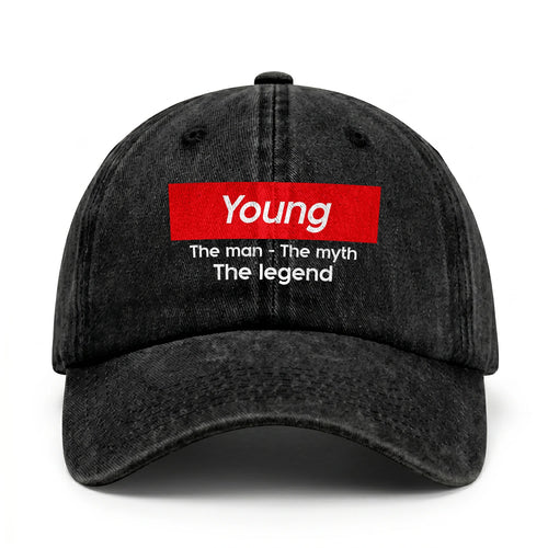 Your Name The Man The Myth The Legend Red Logo Washed Cap YOUNG 13K1 C130PF