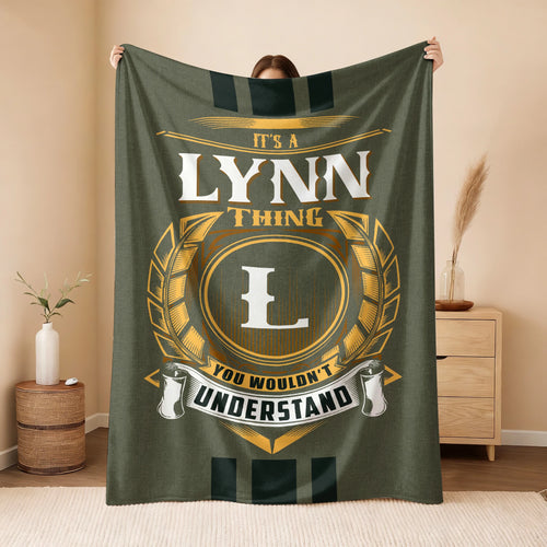 It's A Your Name Thing Olive Green Logo Fleece Blanket LYNN 13K1 BK31