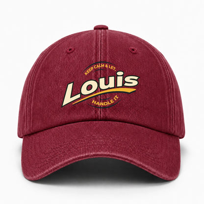 Keep Calm & Let Your Name Handle It Burgundy Washed Cap LOUIS 13K1 C105PF