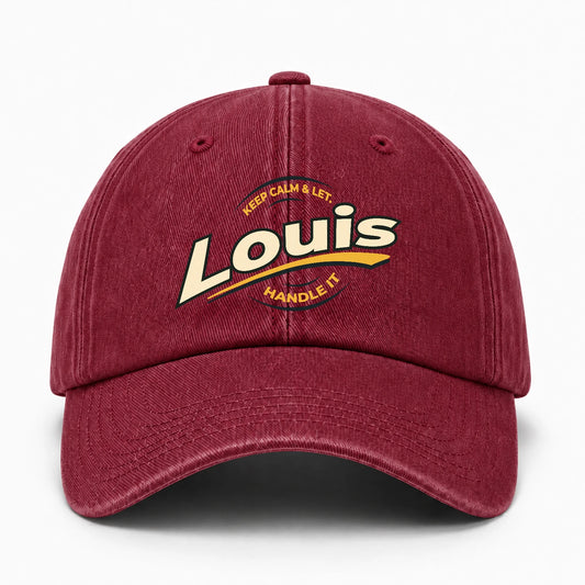 Keep Calm & Let Your Name Handle It Burgundy Washed Cap LOUIS 13K1 C105PF