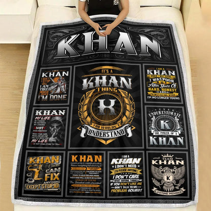 KHAN Personalized Blanket | Custom Name Cozy Throw Gift 13K1-BK2