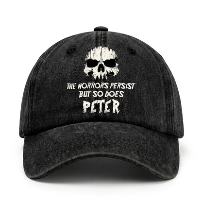 The Horrors Persist But So Does Your Name Cool Skull Washed Cap PETER 13K1 C134PF
