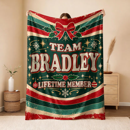 Team Your Name Lifetime Member Christmas Fleece Blanket BRADLEY 13K1 BK52