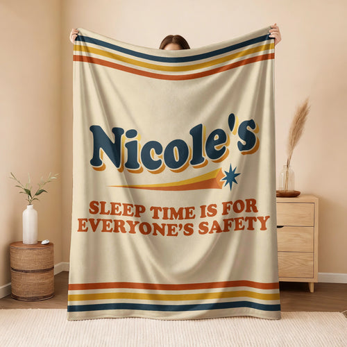 Your Name's Sleep Time Funny Retro Fleece Blanket NICOLE 13K1 BK67