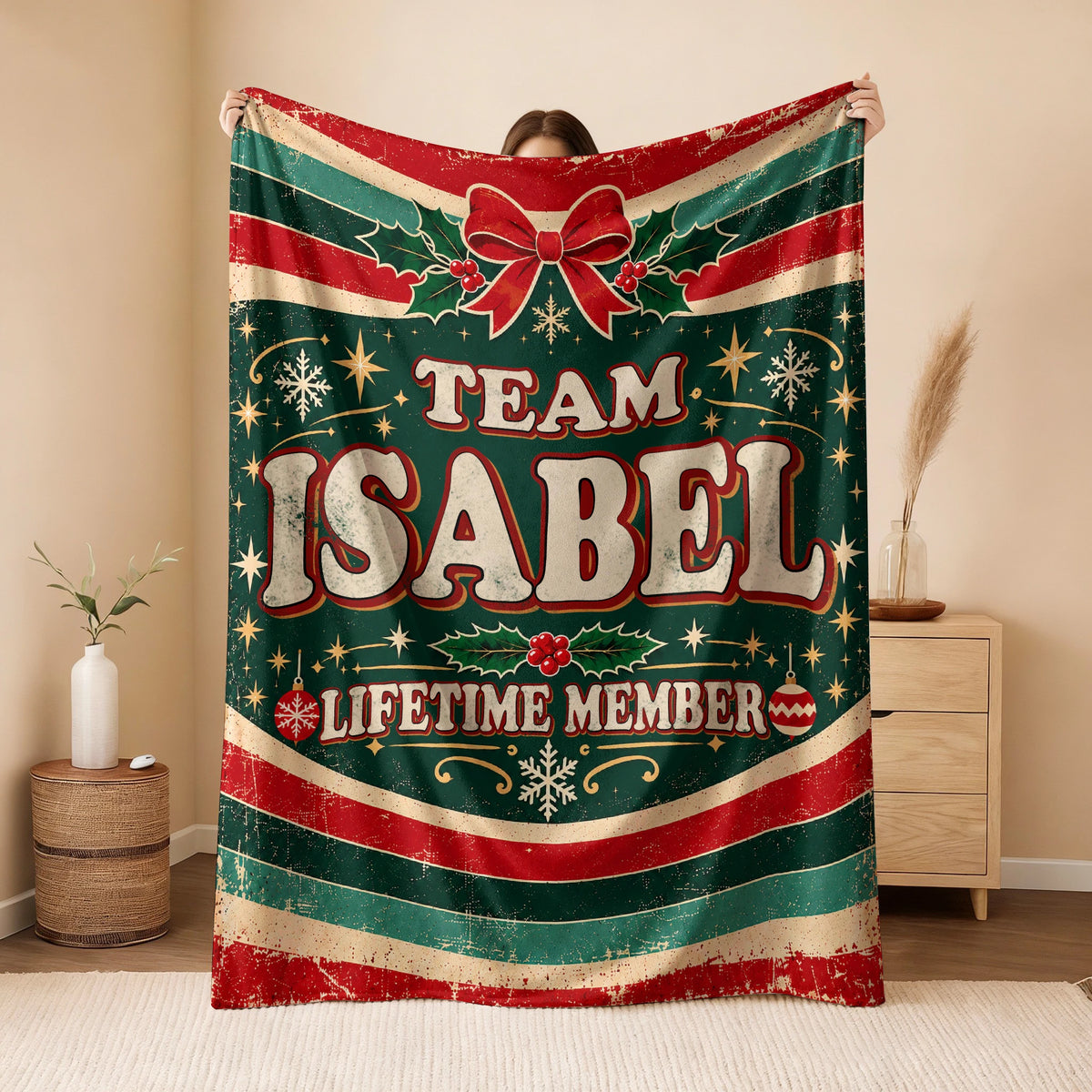 Team Your Name Lifetime Member Christmas Fleece Blanket ISABEL 13K1 BK52