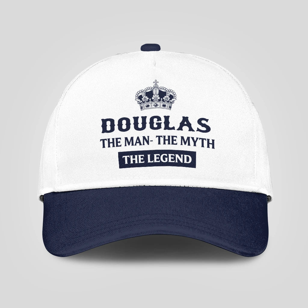 The Man The Myth The Legend King Crown Blue And White Cap DOUGLAS 13K1 C147PF