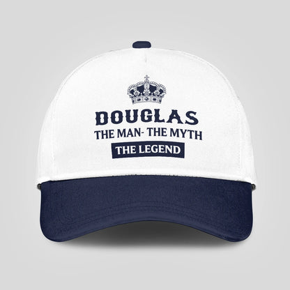 The Man The Myth The Legend King Crown Blue And White Cap DOUGLAS 13K1 C147PF