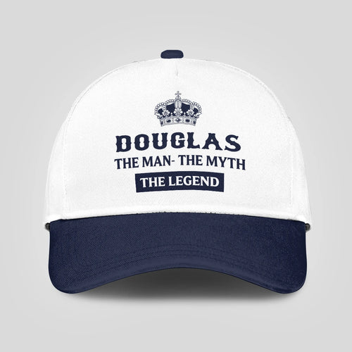 The Man The Myth The Legend King Crown Blue And White Cap DOUGLAS 13K1 C147PF