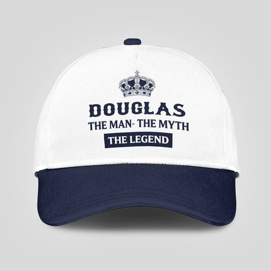 The Man The Myth The Legend King Crown Blue And White Cap DOUGLAS 13K1 C147PF