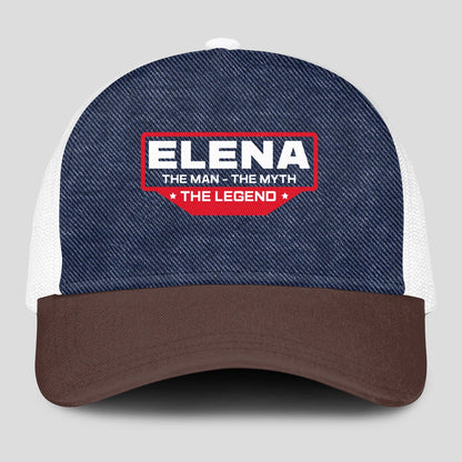 The Man The Myth The Legend Navy Brown And White Mesh Cap ELENA 13K1 C200PF