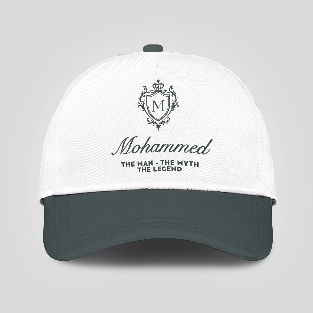 The Man The Myth The Legend Elegant Gray And White Cap MOHAMMED 13K1 C170PF
