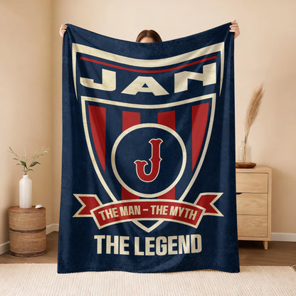 The Man The Myth The Legend Blue Burgundy Baseball Blanket JAN 13K1 BK18