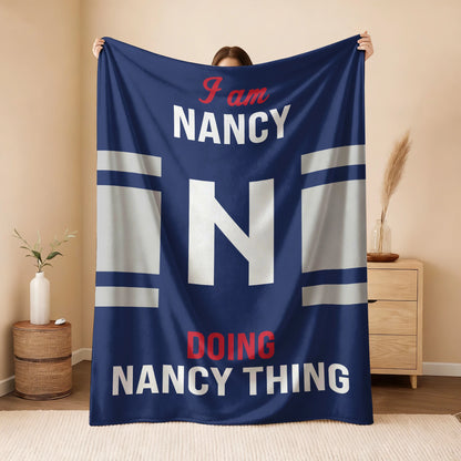 I'm Name Doing Name Things Navy Fleece Blanket NANCY 13K1 BK51