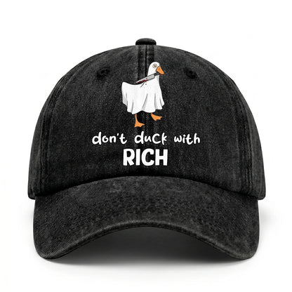 Don't Duck With Your Name Funny Washed Cap RICH 13K1 C129PF