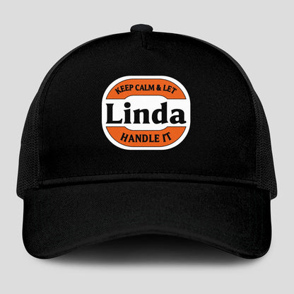 Keep Calm & Let Your Name Handle It Black Mesh Cap LINDA 13K1 C199PF