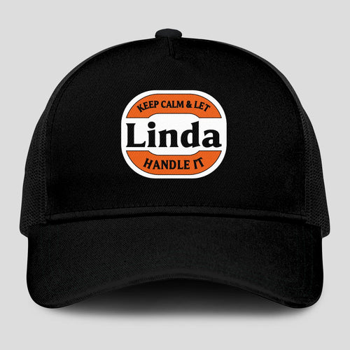 Keep Calm & Let Your Name Handle It Black Mesh Cap LINDA 13K1 C199PF