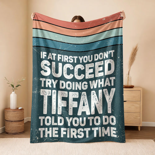 If At First You Don’t Succeed Retro Green Fleece Blanket TIFFANY 13K1 BK29