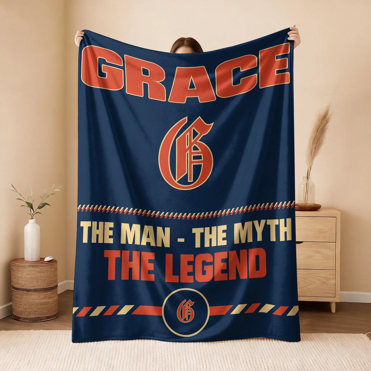 The Man The Myth The Legend Retro Fleece Blanket GRACE 13K1 BK53