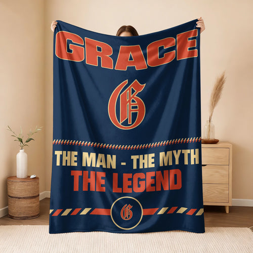 The Man The Myth The Legend Retro Fleece Blanket GRACE 13K1 BK53