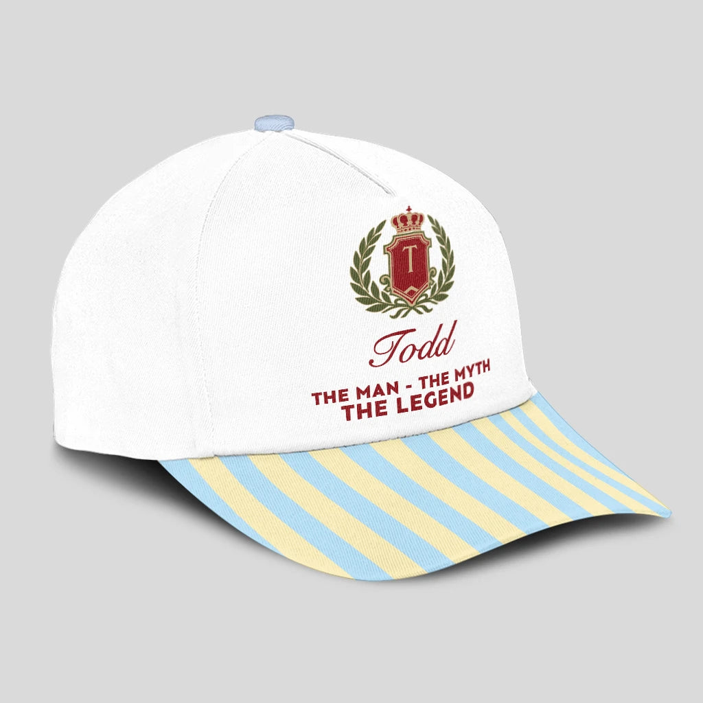 The Man The Myth The Legend Blue And Yellow Striped Beach Cap TODD 13K1 C118PF