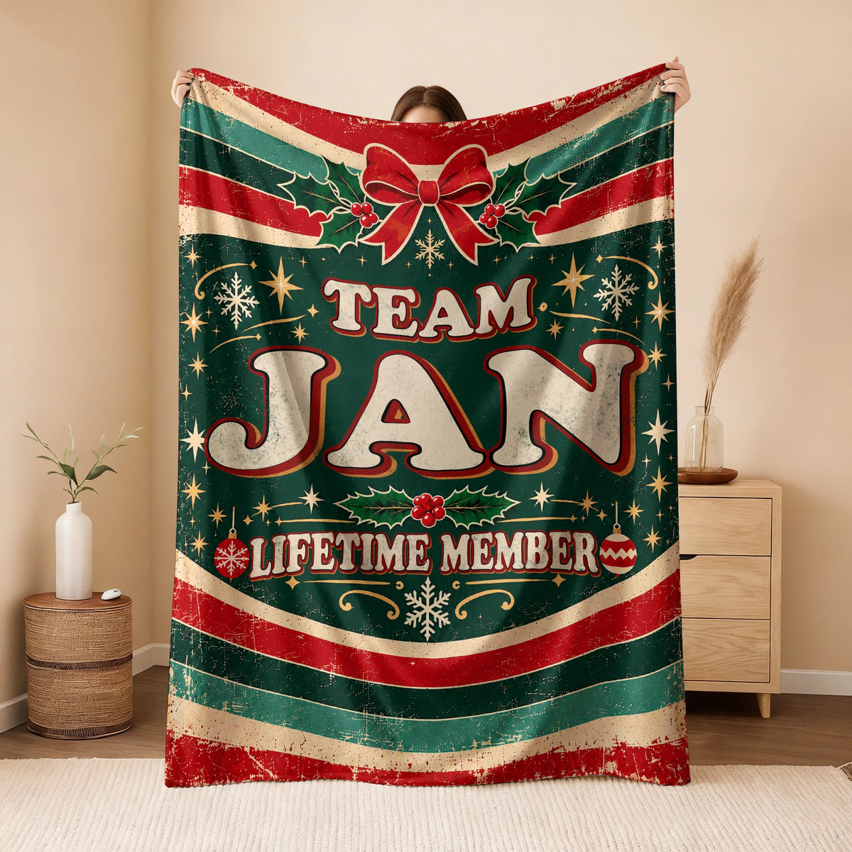 Team Your Name Lifetime Member Christmas Fleece Blanket JAN 13K1 BK52