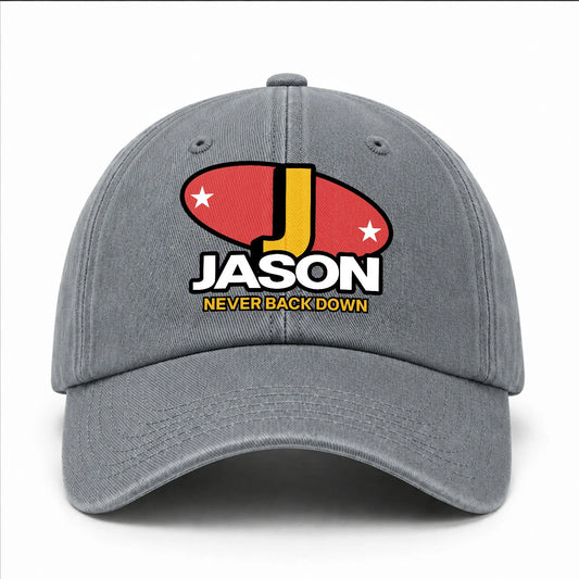 Never Back Down With Your Name And Initial Letter Washed Cap JASON 13K1 C82PF