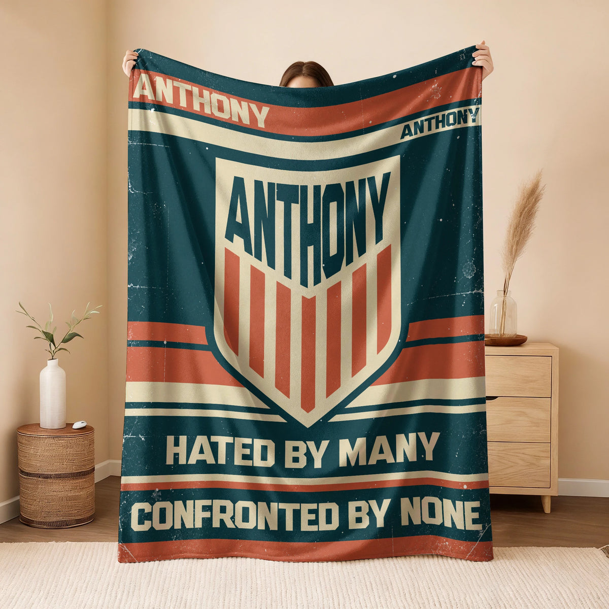 Hated By Many Confronted By None Retro Fleece Blanket ANTHONY 13K1 BK58