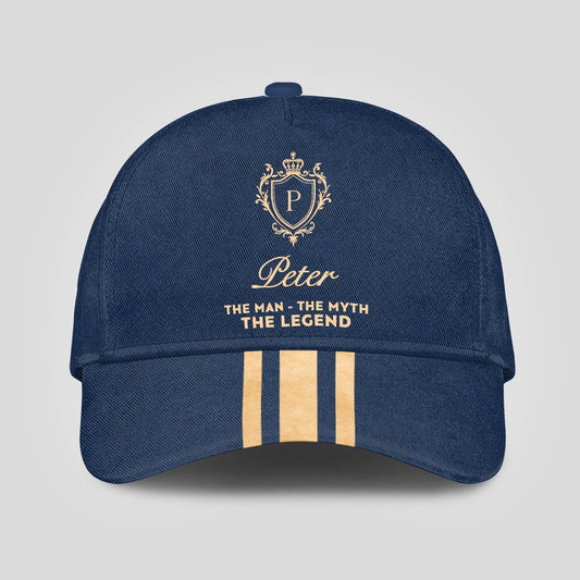 The Man The Myth The Legend Golden Stripes Royal Blue Cap PETER 13K1 C137PF