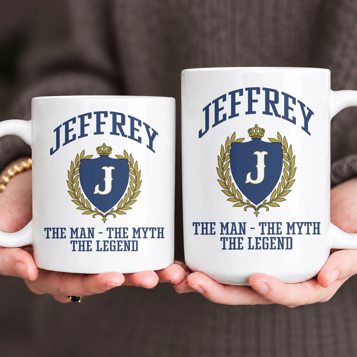 The Man The Myth The Legend Blue And Yellow Logo Mug JEFFREY 13K1 MG24