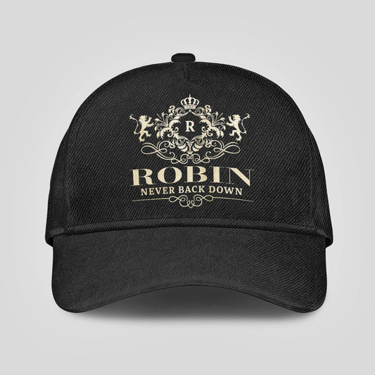 Never Back Down Royal Style Black Cap ROBIN 13K1 C179PF