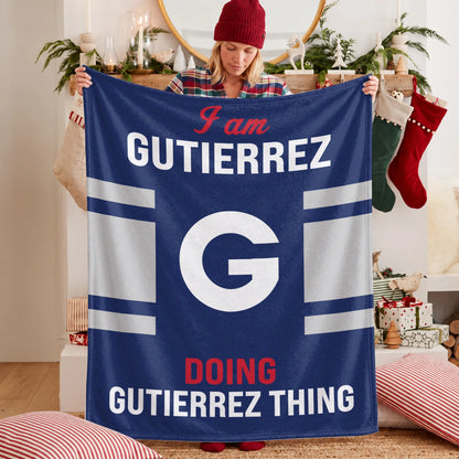 I'm Name Doing Name Things Navy Fleece Blanket GUTIERREZ 13K1 BK51