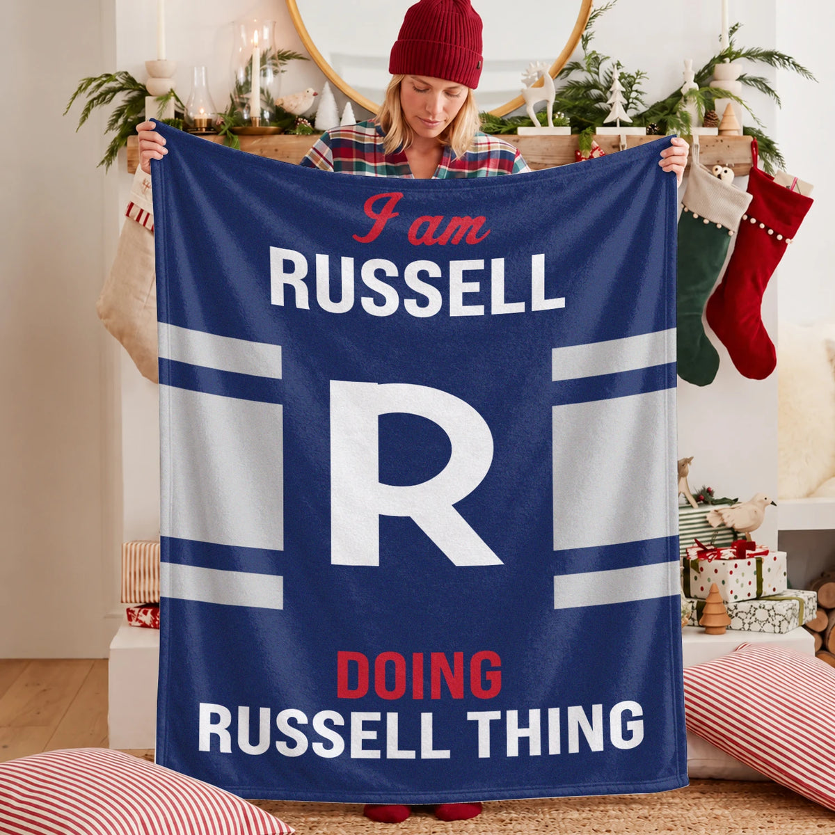 I'm Name Doing Name Things Navy Fleece Blanket RUSSELL 13K1 BK51