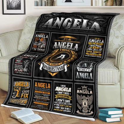 ANGELA Personalized Blanket | Custom Name Cozy Throw Gift 13K1-BK2