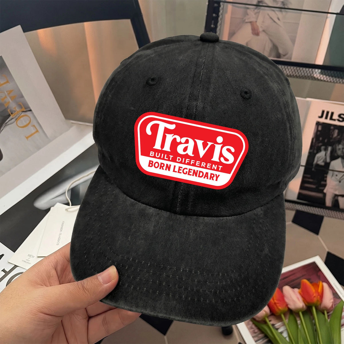 Built Different Born Legendary Red Logo Washed Cap TRAVIS 13K1 C63PF