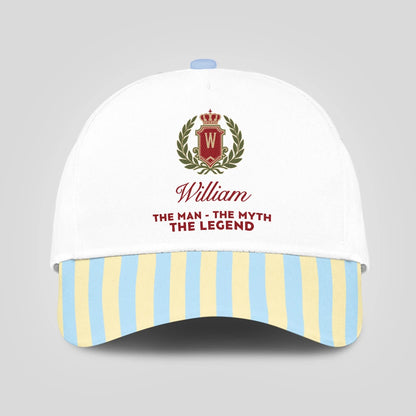 The Man The Myth The Legend Blue And Yellow Striped Beach Cap WILLIAM 13K1 C118PF