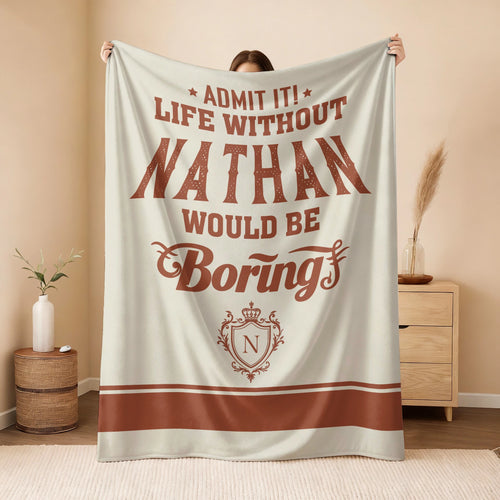 Life Without Your Name Would Be Boring Cream Terracotta Blanket NATHAN 13K1 BK24