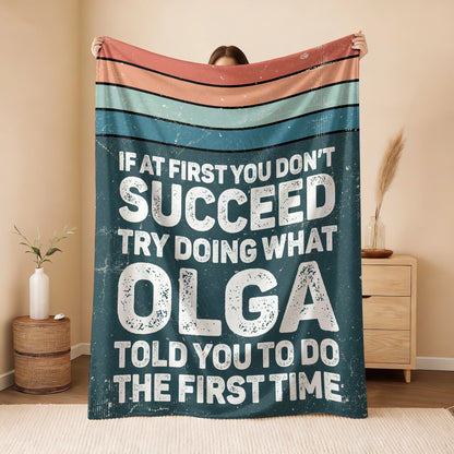 If At First You Don’t Succeed Retro Green Fleece Blanket OLGA 13K1 BK29