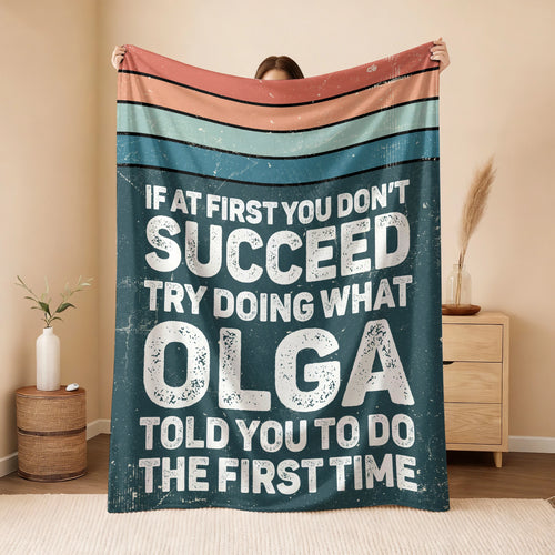 If At First You Don’t Succeed Retro Green Fleece Blanket OLGA 13K1 BK29