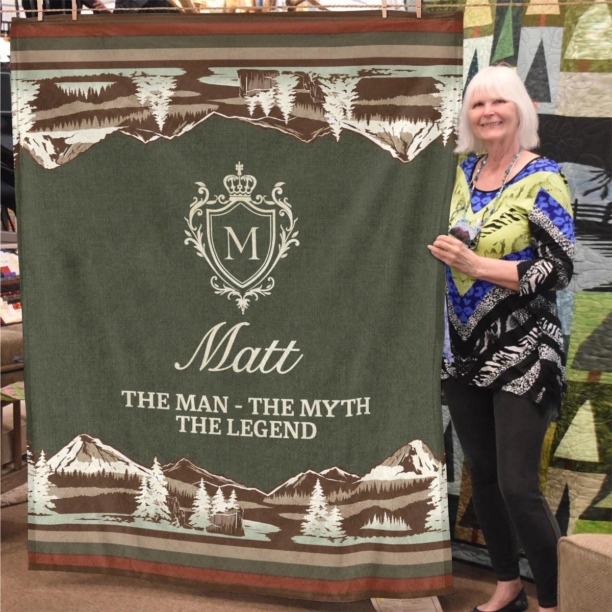 The Man The Myth The Legend Deer In Forest Brown Fleece Blanket MATT 13K1 BK10