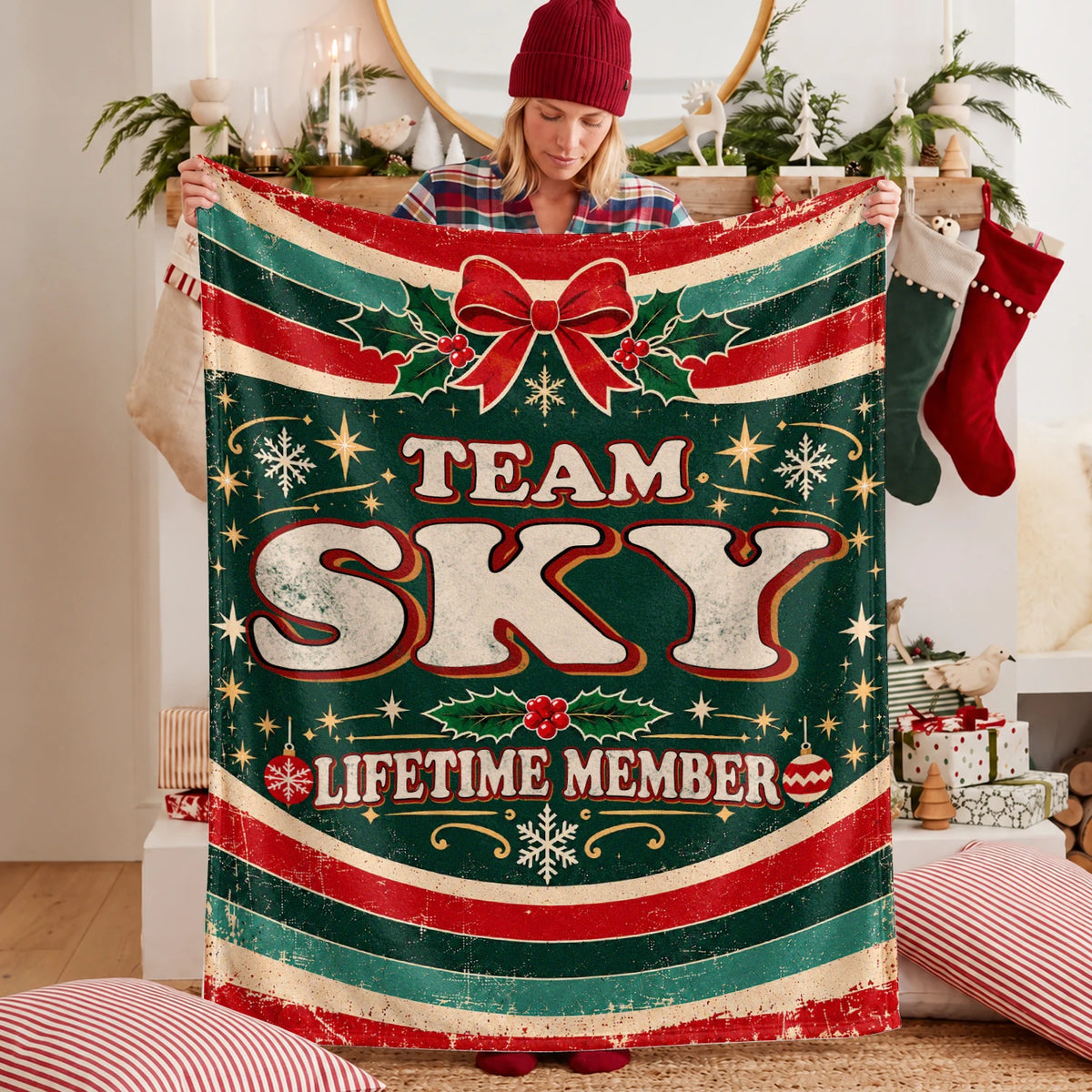 Team Your Name Lifetime Member Christmas Fleece Blanket SKY 13K1 BK52