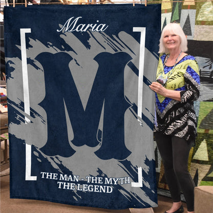 The Man The Myth The Legend Navy Baseball Fleece Blanket MARIA 13K1 BK17