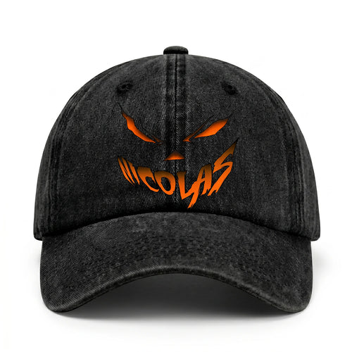 Your Name Jack O' Lantern Halloween Washed Cap NICOLAS 13K1 C100PF