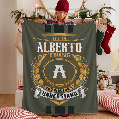 It's A Your Name Thing Olive Green Logo Fleece Blanket ALBERTO 13K1 BK31