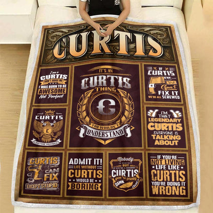 CURTIS Personalized Blanket | Custom Name Cozy Throw Gift 13K1-BK4